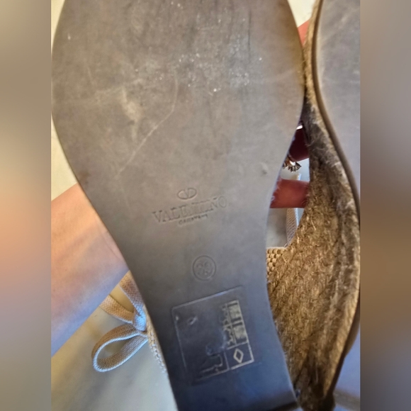 Valentino Garavani Beige Lace Espadrille Lace Up Wedges Size 39 - Picture 11 of 11